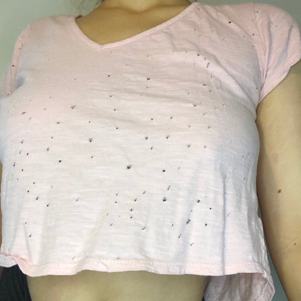 Pink Ripped Crop Top - Picture 2 of 2